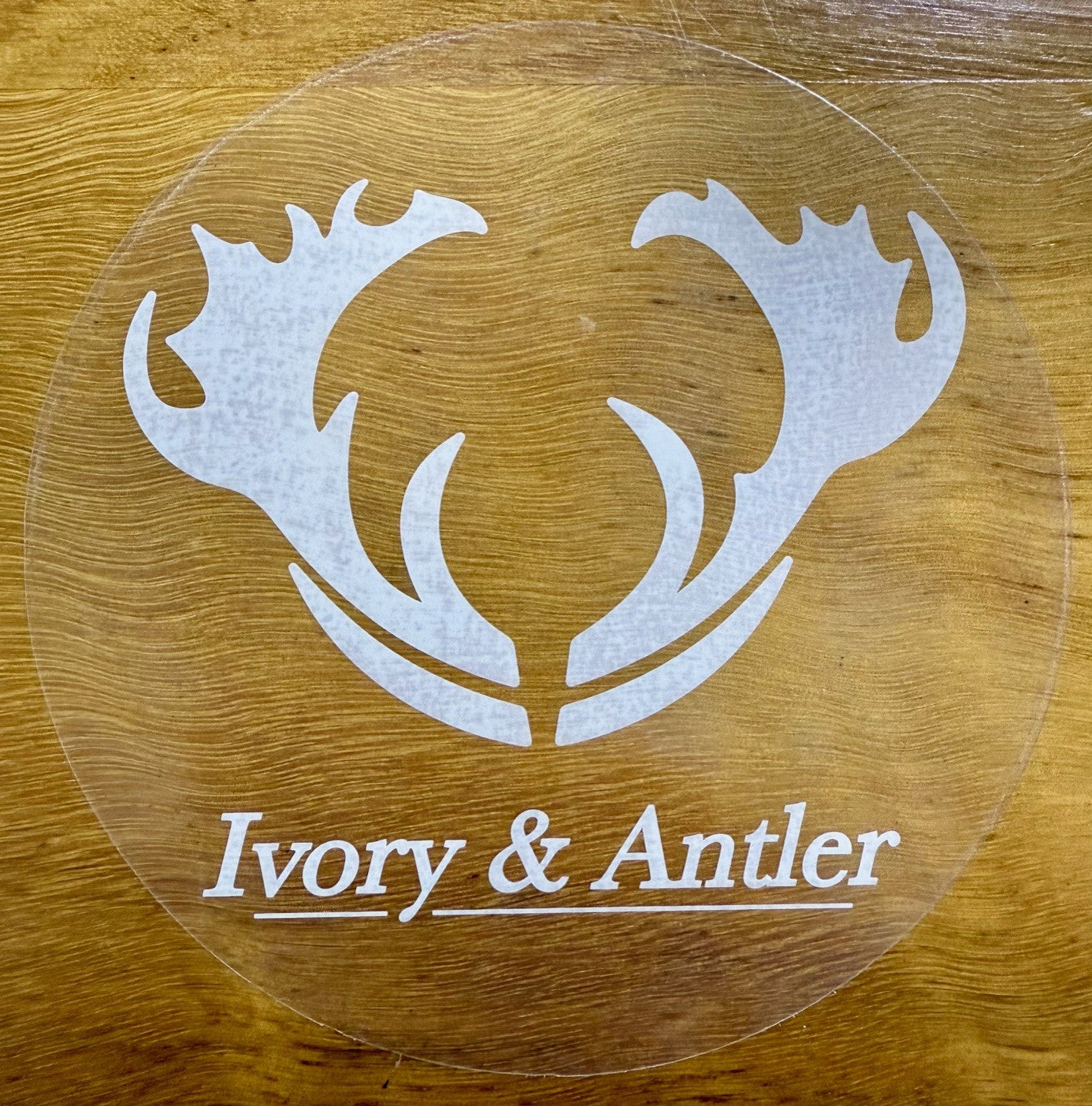 Ivory & Antler Sticker - White on Clear