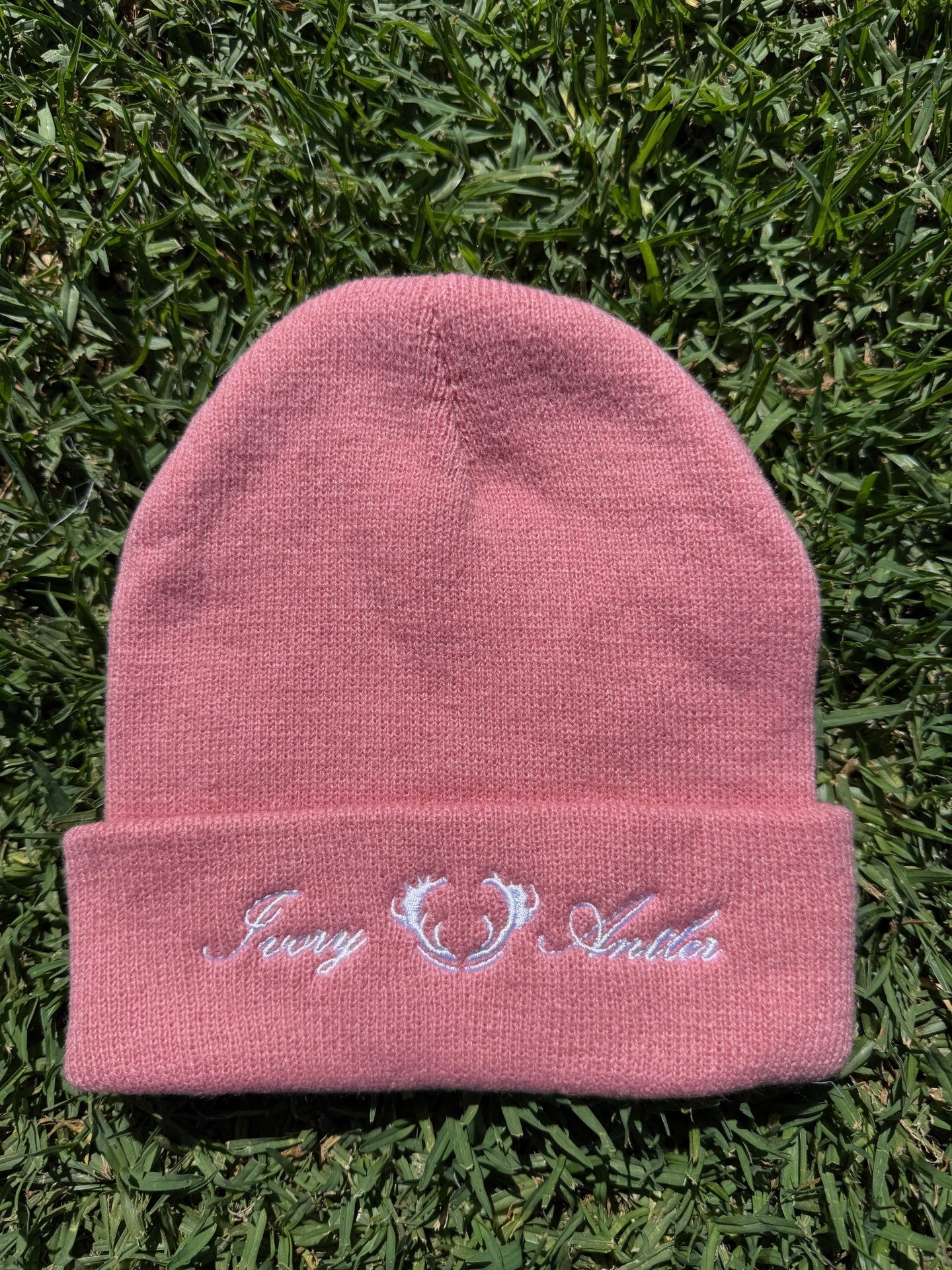 Embroidered Logo Beanie - Pink